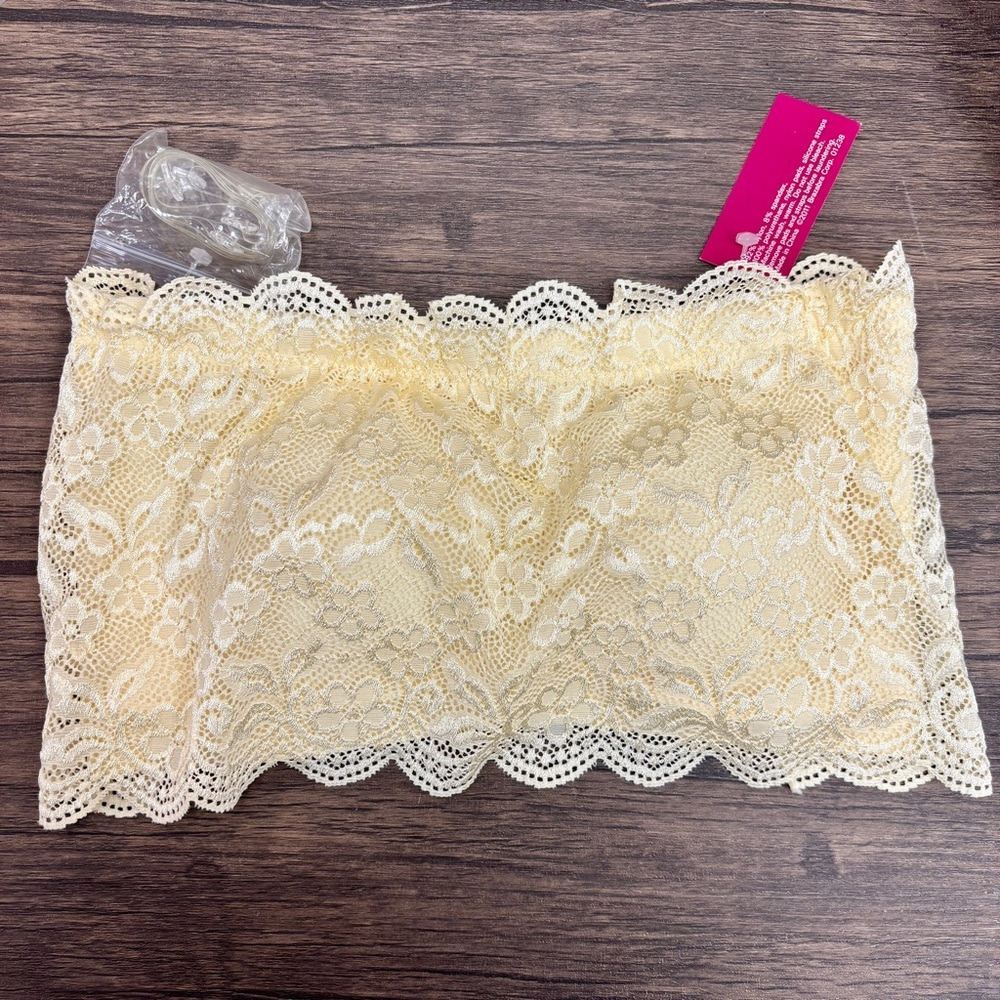 NEW Braza Wild Card Strapless Convertible Lace Wire-free Bandeau 8600 Ivory